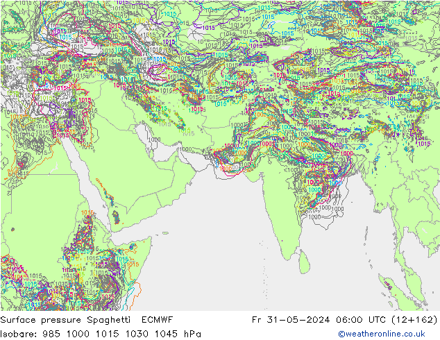 Pressione al suolo Spaghetti ECMWF ven 31.05.2024 06 UTC