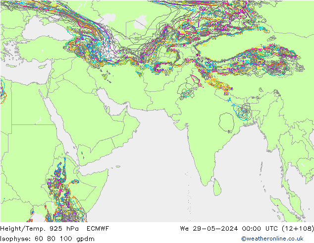 Height/Temp. 925 hPa ECMWF śro. 29.05.2024 00 UTC