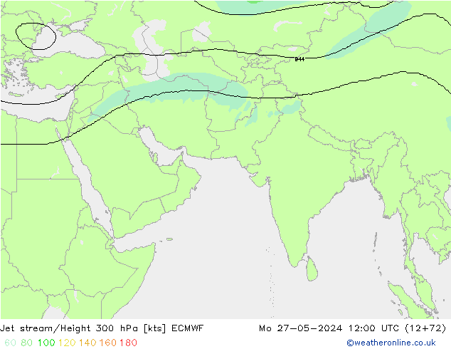 Jet stream/Height 300 hPa ECMWF Mo 27.05.2024 12 UTC