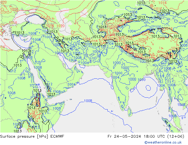 Pressione al suolo ECMWF ven 24.05.2024 18 UTC