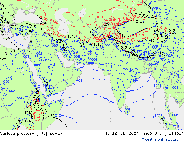 Pressione al suolo ECMWF mar 28.05.2024 18 UTC