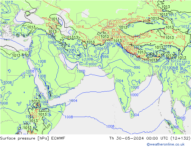 Presión superficial ECMWF jue 30.05.2024 00 UTC