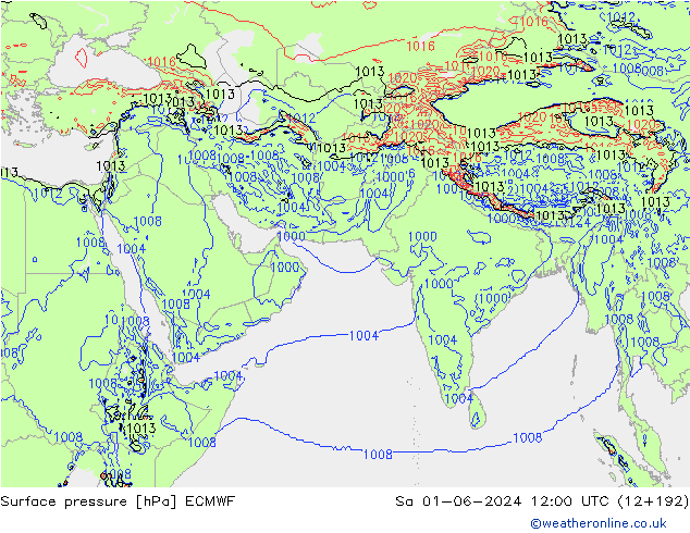 Surface pressure ECMWF Sa 01.06.2024 12 UTC