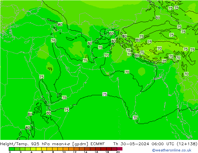 Height/Temp. 925 hPa ECMWF Th 30.05.2024 06 UTC