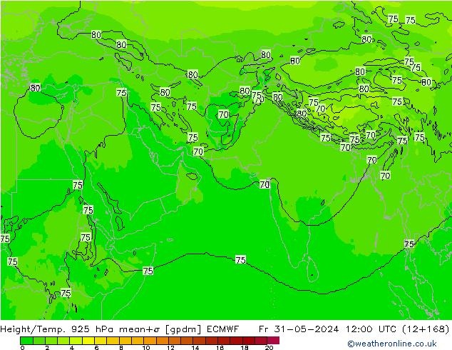 Yükseklik/Sıc. 925 hPa ECMWF Cu 31.05.2024 12 UTC