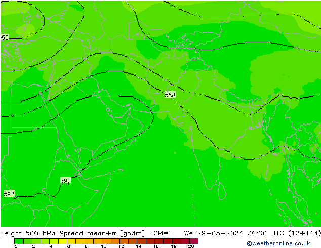 Géop. 500 hPa Spread ECMWF mer 29.05.2024 06 UTC