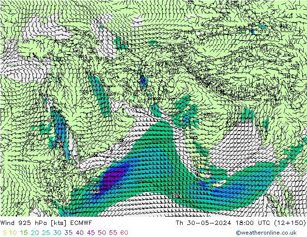 Wind 925 hPa ECMWF do 30.05.2024 18 UTC