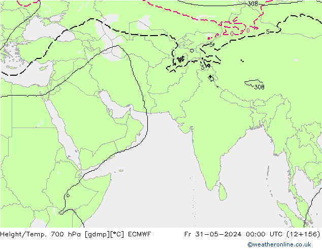 Height/Temp. 700 hPa ECMWF ven 31.05.2024 00 UTC