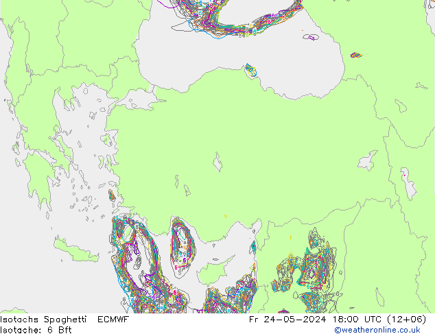 Isotachs Spaghetti ECMWF ven 24.05.2024 18 UTC
