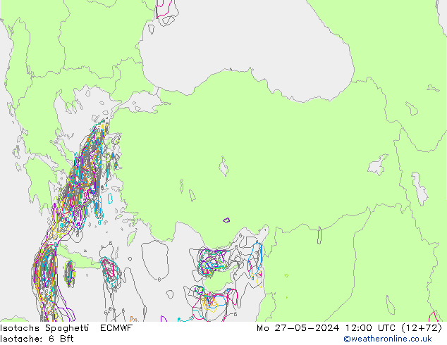 Isotaca Spaghetti ECMWF lun 27.05.2024 12 UTC