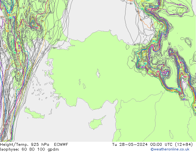 Yükseklik/Sıc. 925 hPa ECMWF Sa 28.05.2024 00 UTC