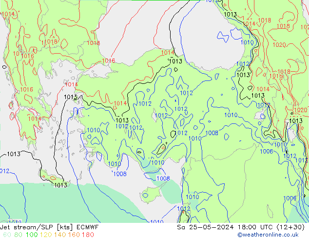 Jet stream/SLP ECMWF Sa 25.05.2024 18 UTC