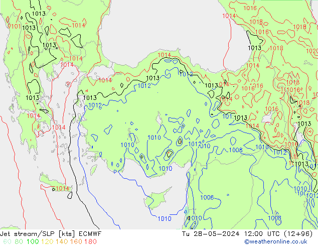 Jet Akımları/SLP ECMWF Sa 28.05.2024 12 UTC