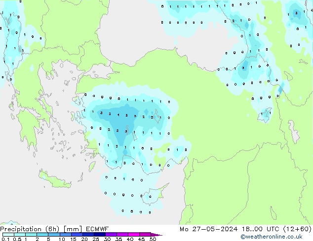 Precipitação (6h) ECMWF Seg 27.05.2024 00 UTC