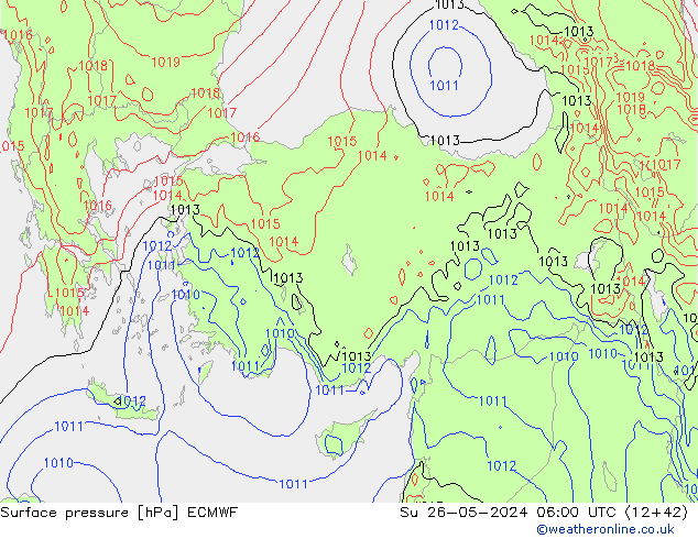 приземное давление ECMWF Вс 26.05.2024 06 UTC