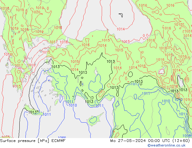 Luchtdruk (Grond) ECMWF ma 27.05.2024 00 UTC