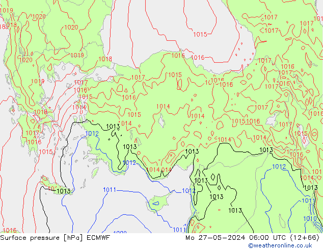 Pressione al suolo ECMWF lun 27.05.2024 06 UTC