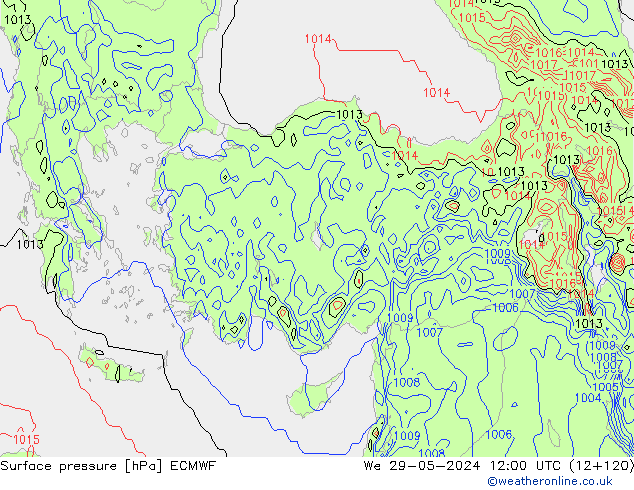 Surface pressure ECMWF We 29.05.2024 12 UTC