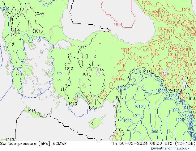 Atmosférický tlak ECMWF Čt 30.05.2024 06 UTC