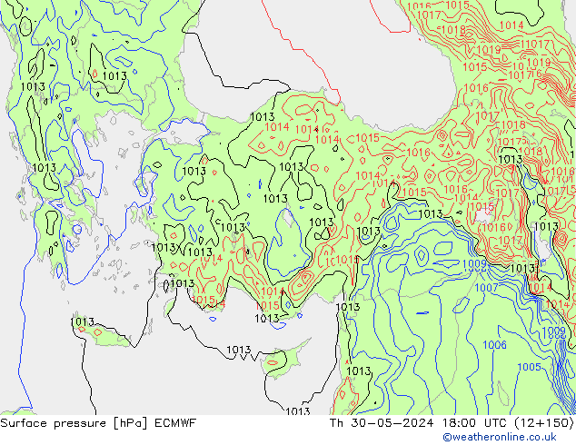 Surface pressure ECMWF Th 30.05.2024 18 UTC