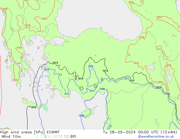 yüksek rüzgarlı alanlar ECMWF Sa 28.05.2024 00 UTC