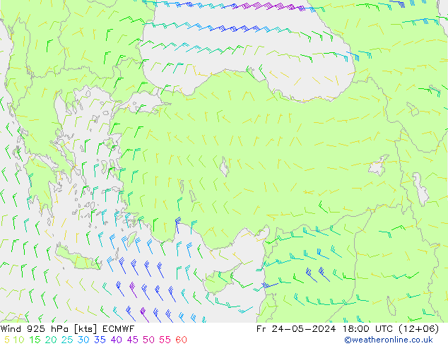Wind 925 hPa ECMWF Fr 24.05.2024 18 UTC