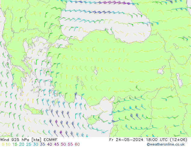 ветер 925 гПа ECMWF пт 24.05.2024 18 UTC