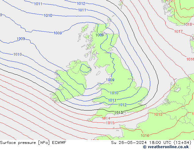 Surface pressure ECMWF Su 26.05.2024 18 UTC