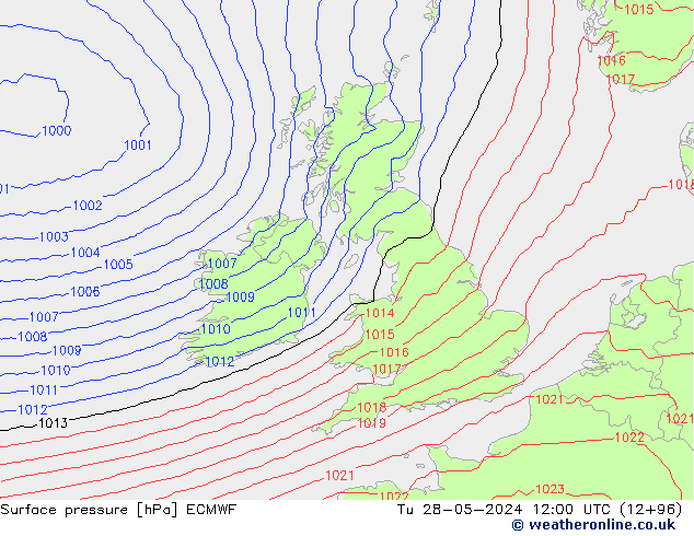 Surface pressure ECMWF Tu 28.05.2024 12 UTC