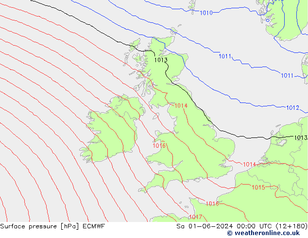 Surface pressure ECMWF Sa 01.06.2024 00 UTC