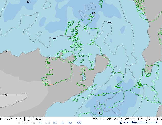 RH 700 hPa ECMWF  29.05.2024 06 UTC