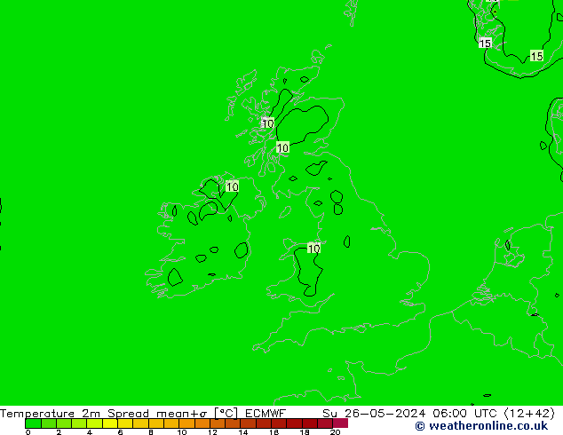 Temperatuurkaart Spread ECMWF zo 26.05.2024 06 UTC