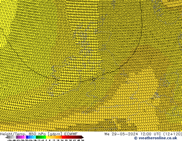 Geop./Temp. 850 hPa ECMWF mié 29.05.2024 12 UTC