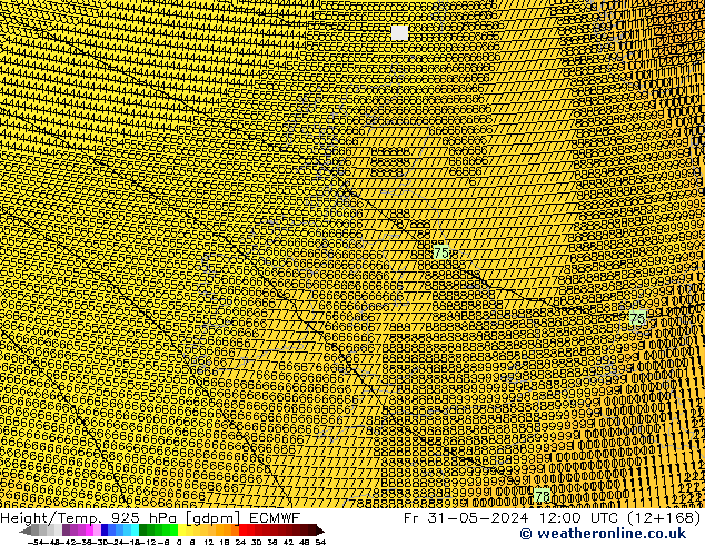 Height/Temp. 925 hPa ECMWF Fr 31.05.2024 12 UTC