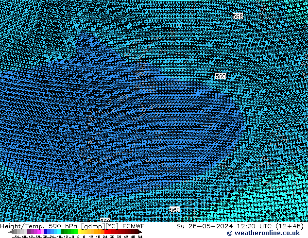 Geop./Temp. 500 hPa ECMWF dom 26.05.2024 12 UTC