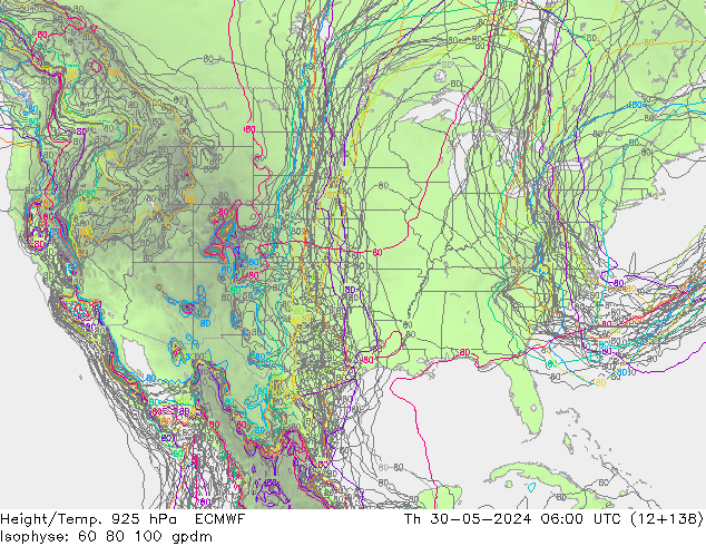 Height/Temp. 925 hPa ECMWF Qui 30.05.2024 06 UTC