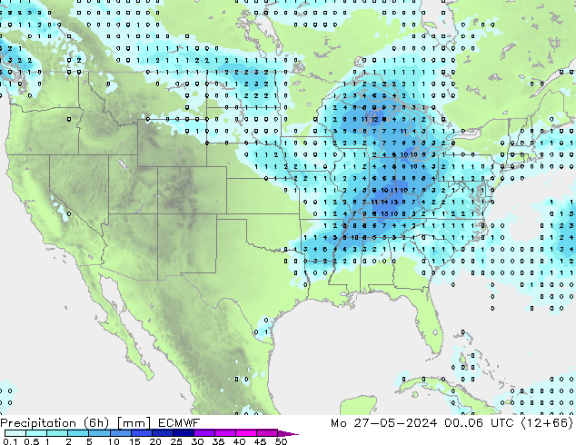 Precipitazione (6h) ECMWF lun 27.05.2024 06 UTC