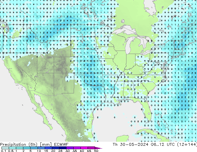 Précipitation (6h) ECMWF jeu 30.05.2024 12 UTC