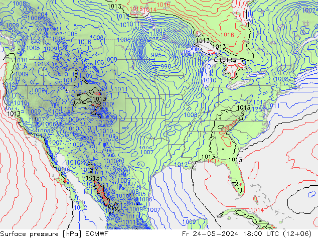 Surface pressure ECMWF Fr 24.05.2024 18 UTC