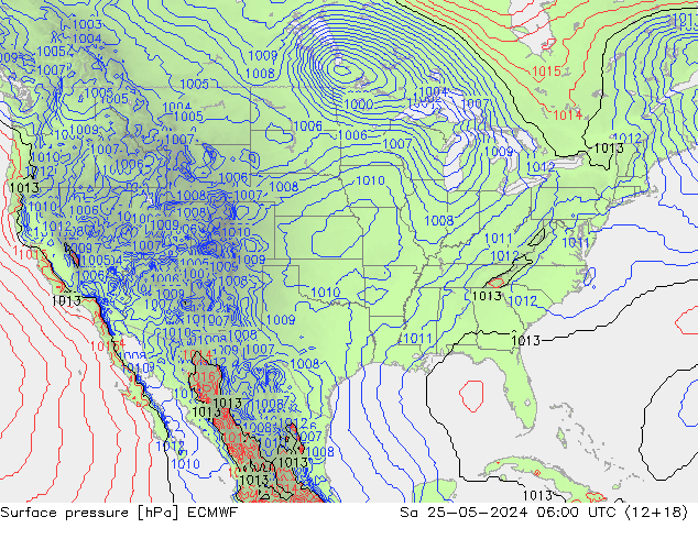 Surface pressure ECMWF Sa 25.05.2024 06 UTC