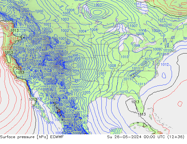 Presión superficial ECMWF dom 26.05.2024 00 UTC