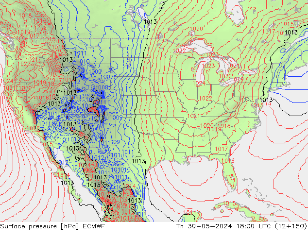 Surface pressure ECMWF Th 30.05.2024 18 UTC