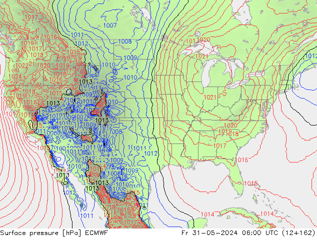 pressão do solo ECMWF Sex 31.05.2024 06 UTC