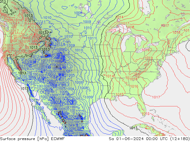 Presión superficial ECMWF sáb 01.06.2024 00 UTC