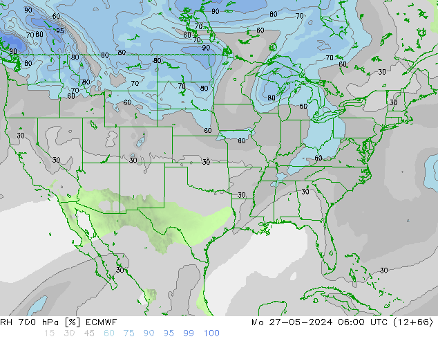 RH 700 hPa ECMWF Seg 27.05.2024 06 UTC