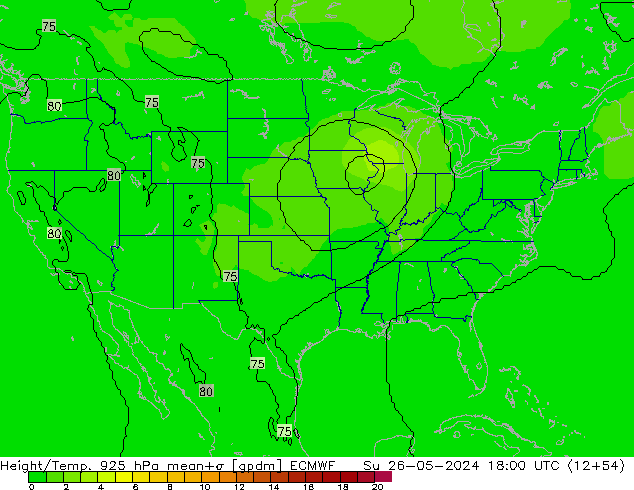 Height/Temp. 925 hPa ECMWF  26.05.2024 18 UTC