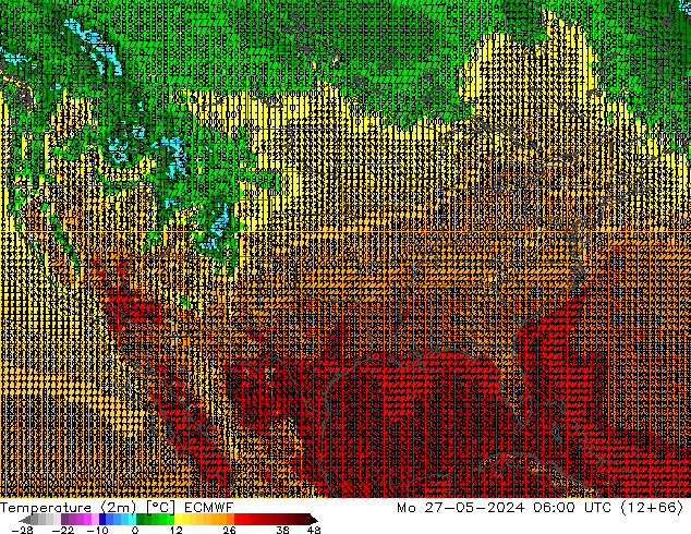 Temperature (2m) ECMWF Mo 27.05.2024 06 UTC