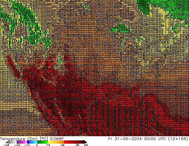 Sıcaklık Haritası (2m) ECMWF Cu 31.05.2024 00 UTC