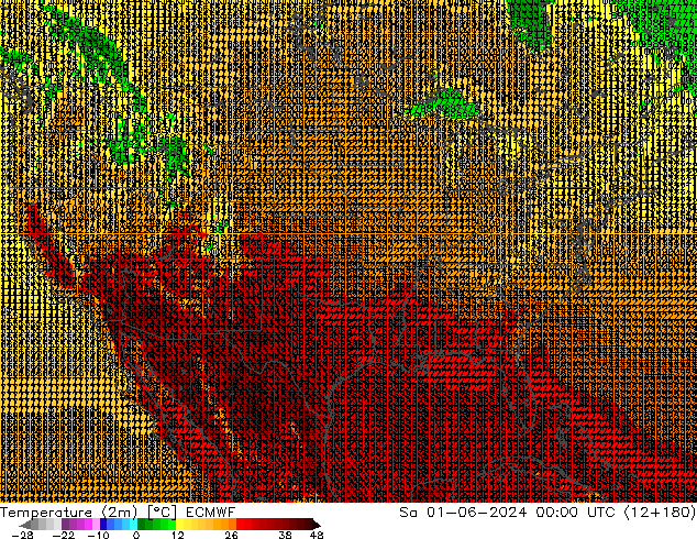 Sıcaklık Haritası (2m) ECMWF Cts 01.06.2024 00 UTC