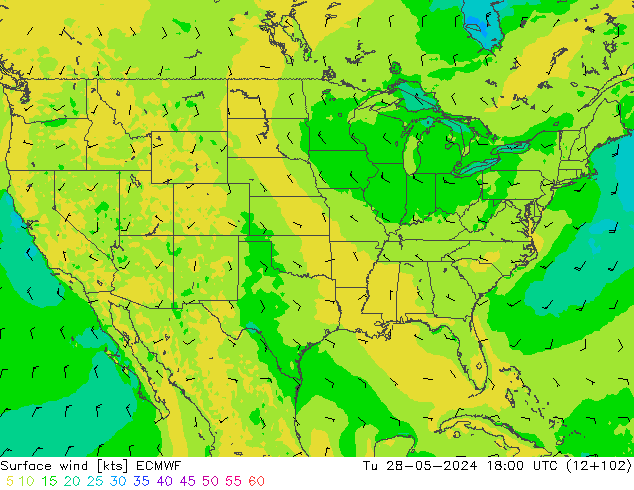 Surface wind ECMWF Tu 28.05.2024 18 UTC